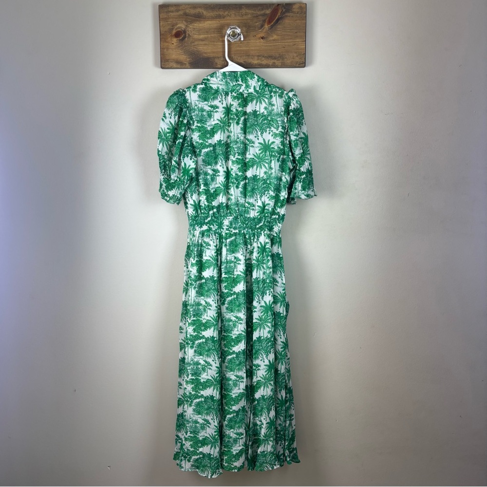 Vineyard Vines S Marthas Vineyard Tropical Toile Tie-Neck Midi Dress Green/White - Picture 5 of 16